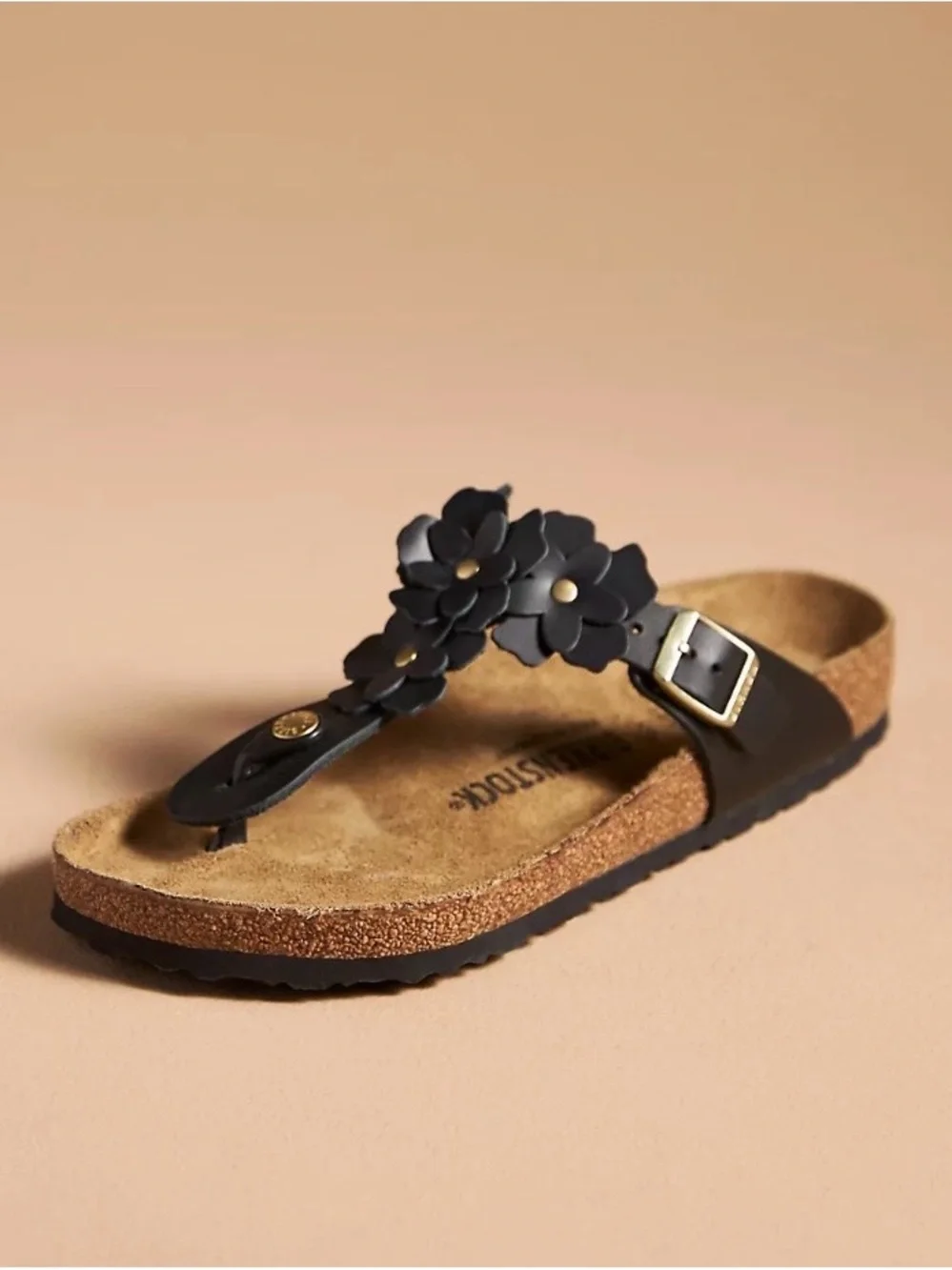 Birkenstock Black Floral Gizeh Sandal - Picture 1 of 8